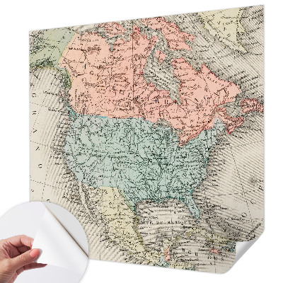 Peel and stick wall mural for kids' room with a historical map design
