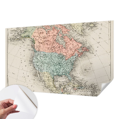 Peel and stick wall mural for kids' room with a historical map design