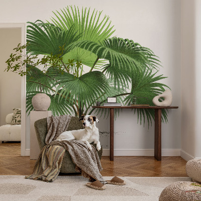 Nursery wall mural with an exotic palm tree motif