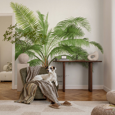 Baby room wall mural with a shiny palm tree design