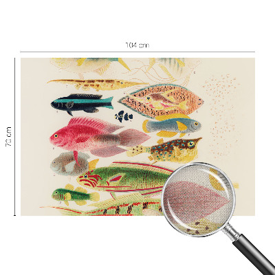 Self-adhesive wall mural with a colorful fish design