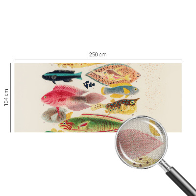 Self-adhesive wall mural with a colorful fish design