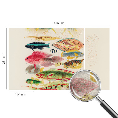 Self-adhesive wall mural with a colorful fish design