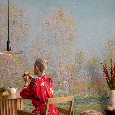 Stick-on wall mural with a spring park design