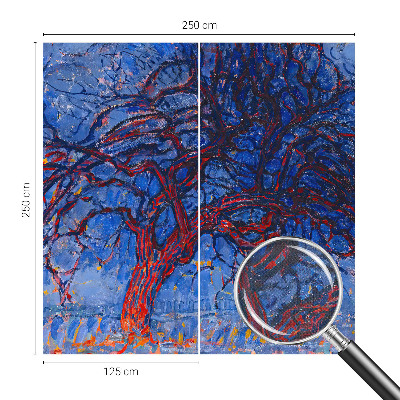 Peel and stick wall mural for bedroom with a flame tree design