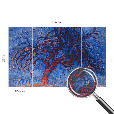 Peel and stick wall mural for bedroom with a flame tree design