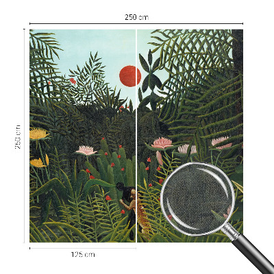 Removable wall mural wallpaper with an exotic landscape design