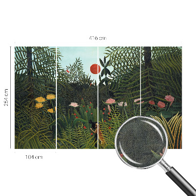 Removable wall mural wallpaper with an exotic landscape design