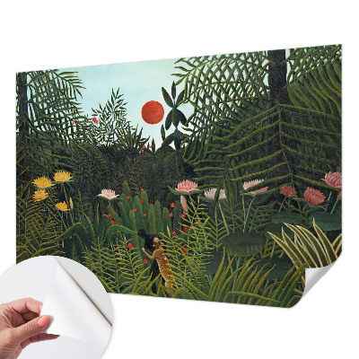 Removable wall mural wallpaper with an exotic landscape design