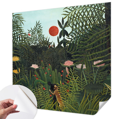 Removable wall mural wallpaper with an exotic landscape design
