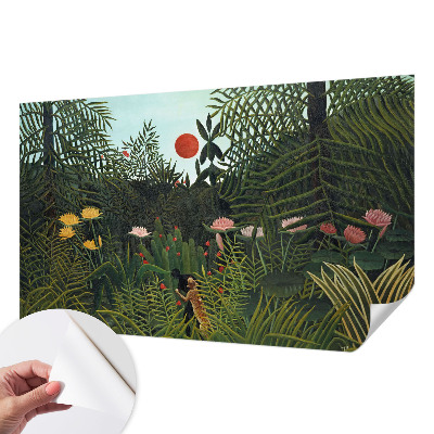 Removable wall mural wallpaper with an exotic landscape design