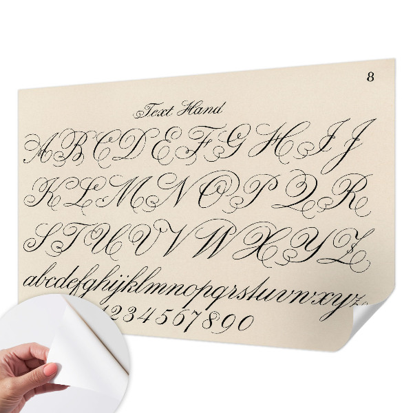 Peel and stick wall mural for living room with calligraphic writing