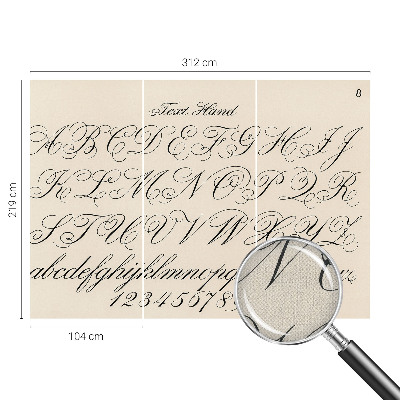 Peel and stick wall mural for living room with calligraphic writing