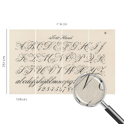 Peel and stick wall mural for living room with calligraphic writing