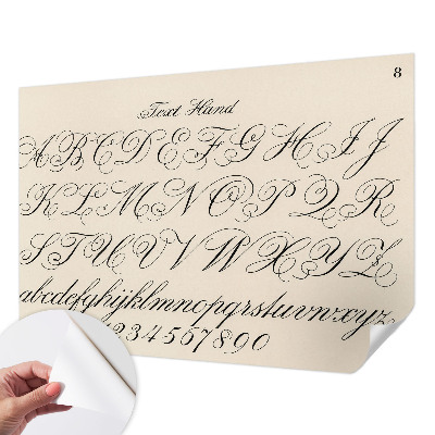 Peel and stick wall mural for living room with calligraphic writing