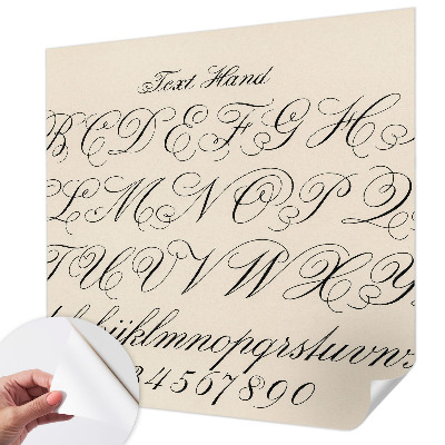 Peel and stick wall mural for living room with calligraphic writing