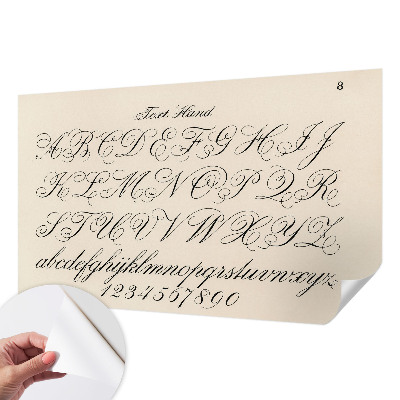 Peel and stick wall mural for living room with calligraphic writing