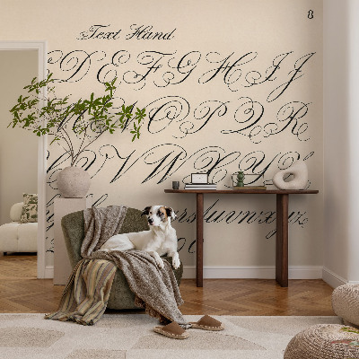 Peel and stick wall mural for living room with calligraphic writing