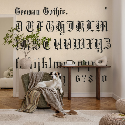 3D photo wallpaper mural with a Gothic lettering design
