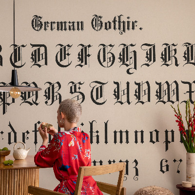 3D photo wallpaper mural with a Gothic lettering design