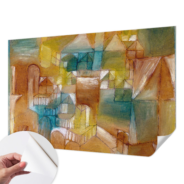 Nursery wall mural with a geometric structures design