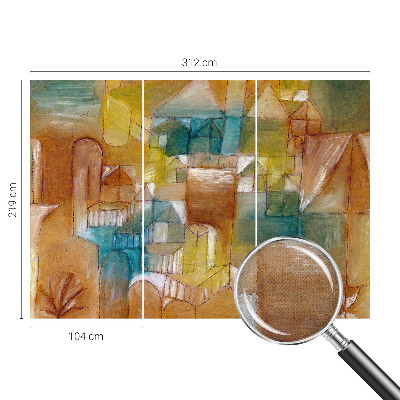 Nursery wall mural with a geometric structures design