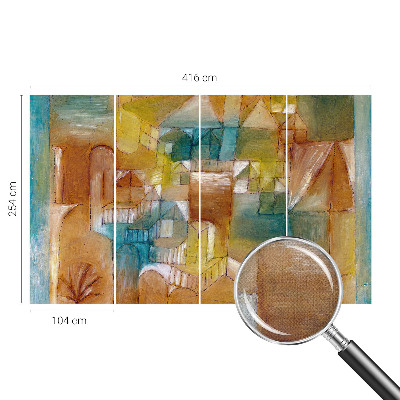 Nursery wall mural with a geometric structures design
