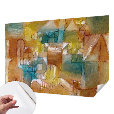 Nursery wall mural with a geometric structures design