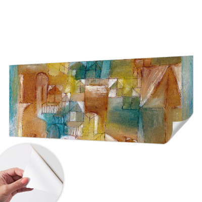 Nursery wall mural with a geometric structures design
