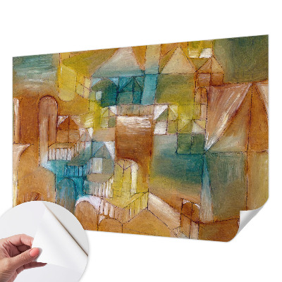 Nursery wall mural with a geometric structures design