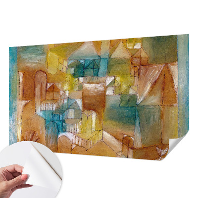 Nursery wall mural with a geometric structures design