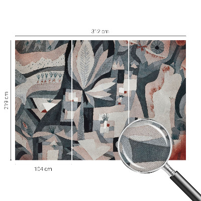 Children's wall mural with an abstract nature motif