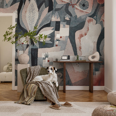 Children's wall mural with an abstract nature motif