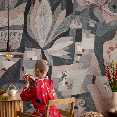 Children's wall mural with an abstract nature motif