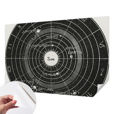 Baby room wall mural with a cosmic diagram motif