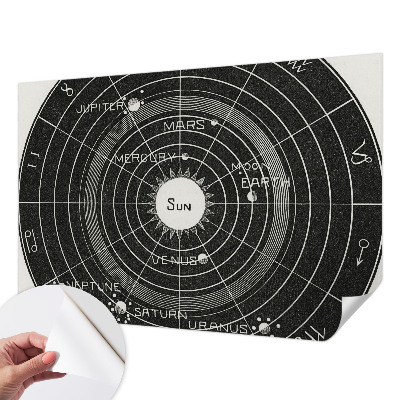 Baby room wall mural with a cosmic diagram motif
