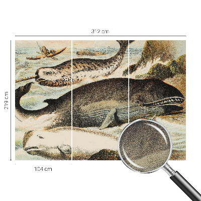 Peel and stick wallpaper mural featuring sea giants