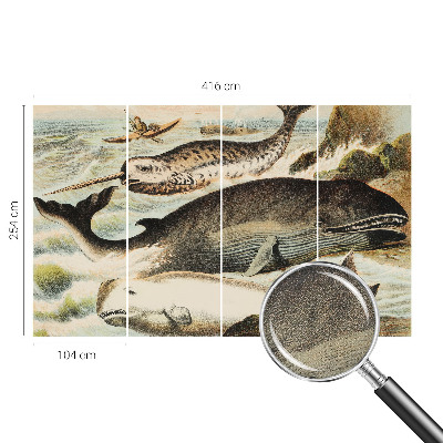 Peel and stick wallpaper mural featuring sea giants