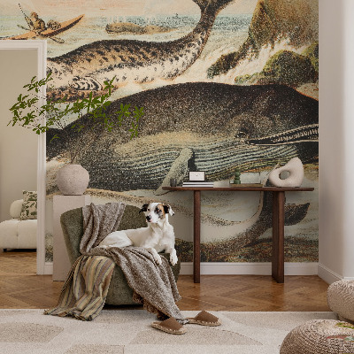Peel and stick wallpaper mural featuring sea giants