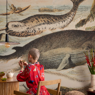Peel and stick wallpaper mural featuring sea giants