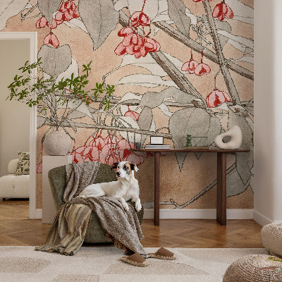 Peel and stick wall mural with a floral harmony design