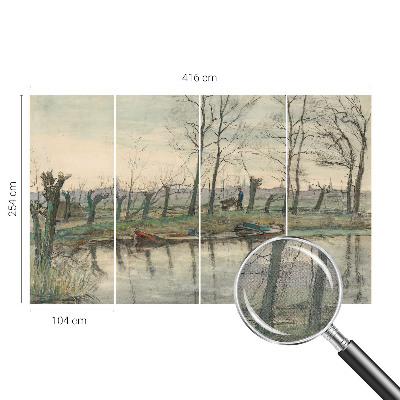 Self-adhesive photo wallpaper with a winter landscape design
