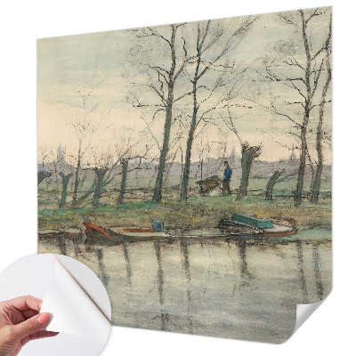Self-adhesive photo wallpaper with a winter landscape design