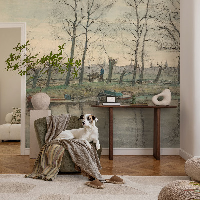 Self-adhesive photo wallpaper with a winter landscape design