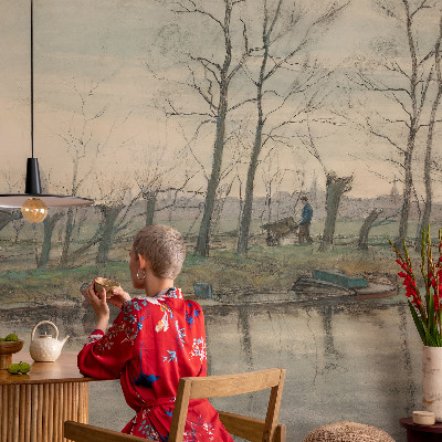 Self-adhesive photo wallpaper with a winter landscape design