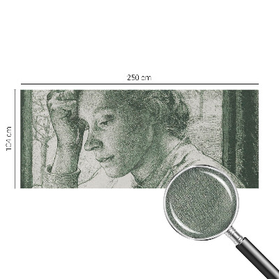 Stick-on wall mural featuring a reflective woman