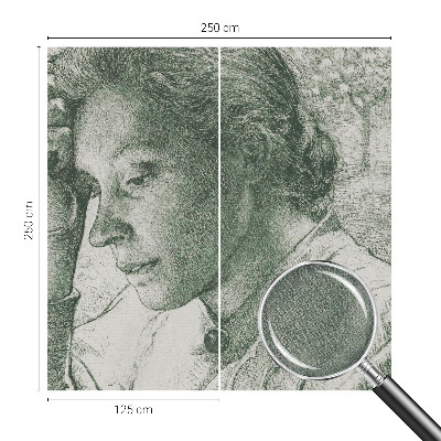 Stick-on wall mural featuring a reflective woman
