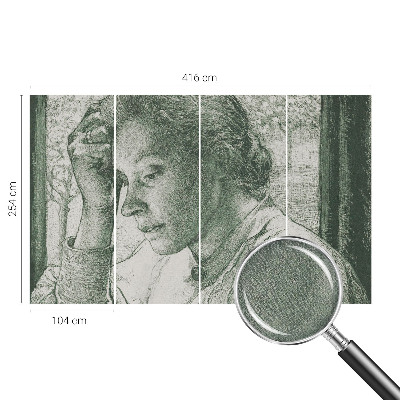 Stick-on wall mural featuring a reflective woman