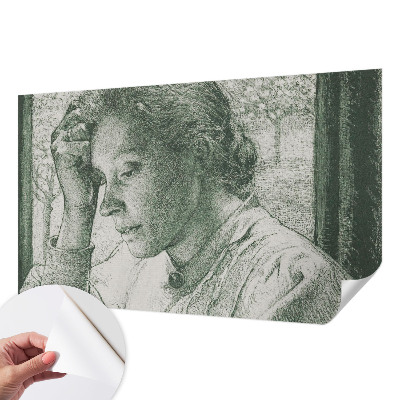Stick-on wall mural featuring a reflective woman