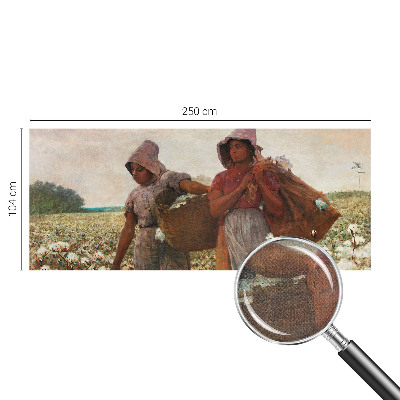 Peel and stick wall mural for living room with a design showing a person working in a field